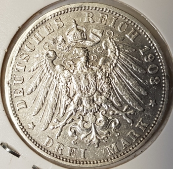 3 Mark Baden 1908 Friedrich II vz-stgl