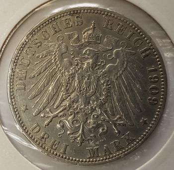 Jäger 064 - 3 Mark Hamburg 1909 vz-stgl