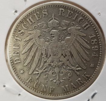 5 Mark PREUSSEN  1894 Wilhelm II