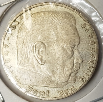 2 Reichsmark 1937 A Hindenburg stgl
