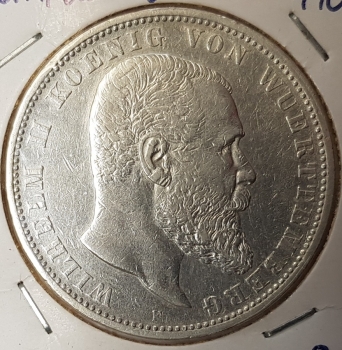 5 Mark 1903 Württemberg Wilhelm II silver coin preservation