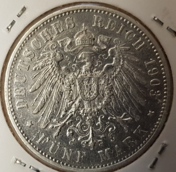 5 Mark 1903 Württemberg Wilhelm II silver coin preservation