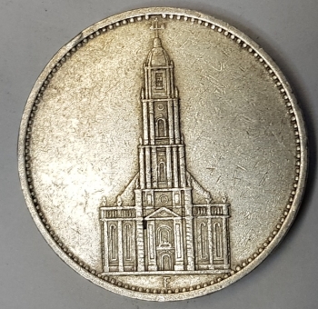 Jager 0357 - 5 Reichsmark 1934 F Garrison Church silver coin