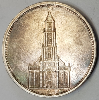 Jager 0357 - 5 Reichsmark 1934 E Garrison Church silver coin