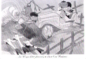 Accident humor card car drives into a haystack * approx. 1960