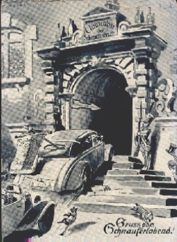 Car leads to the stairs of the Schnauferlbrucke Club Palace * approx. 1930