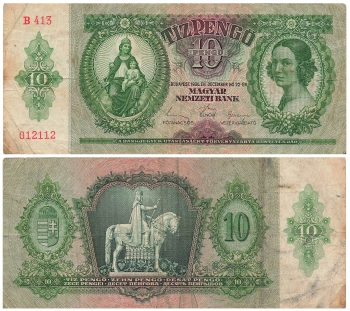 Tiz Pengoe Magyar Nemzeti Bank Geldschein Ungarn 1936