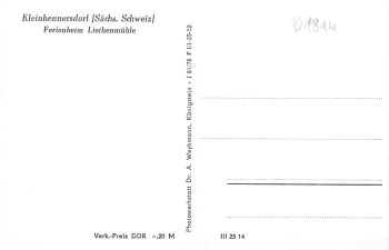 01824 Kleinhennersdorf Gohrisch Ferienheim Liethmühle * 1978