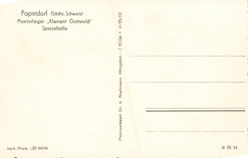 01824 Papstdorf Pioneer Camp Klement Gottwald Dining Hall Saxon Switzerland * 1952