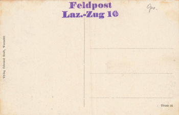 Crossen an der Oder Neumark, destroyed pilgrimage church Krosno Odrzańskie, field post stamp, military hospital, train 10, around 1915