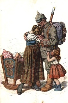 Abschied, Militär 1.WK Kind, Künstlerkarte Emil Berthan,* ca. 1915