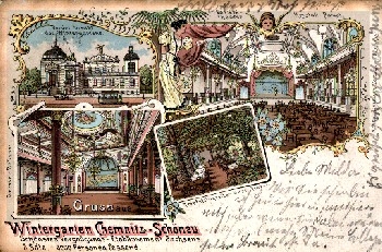 Schoenau Chemnitz Wintergarten Litho gebr. ca.1900