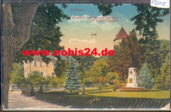 09599 Freiberg, Königliche Bezirkssteuer-Einnahme mit Winkler-Denkmal, o 24.10.1917