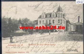 04626 Schmölln, Schillerplatz with Kaiser Wilhelm monument o 1.11.1902