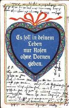 Blue heart with saying There should only be roses without thorns in your life o August 22, 1926