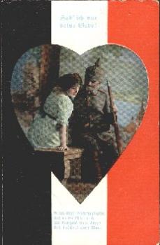 Patriotika WW1 heart soldier with wife "I only have your love" o 13.7.1916