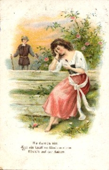 Haidenröslein, Knab saw Röslein embossed card o March 10th, 1913