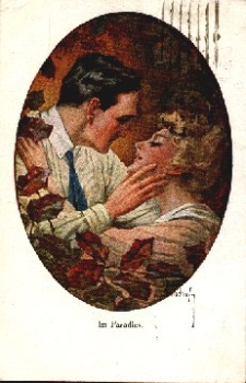 Kiss in Paradise artist card Frischafy o 21.7.1919
