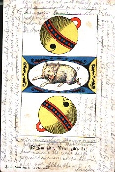 Skat, Wildschwein Spruchkarte, gebr. 3.5.1904
