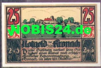 96317 Kronach city emergency money 25 pfennigs 1921