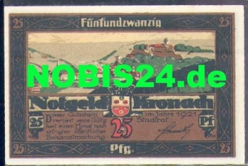 96317 Kronach, city emergency money worth 25 pfennigs, 1921