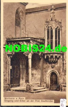 97877 Wertheim, Eingang und Erker an der Prot. Stadtkirche *ca. 1910