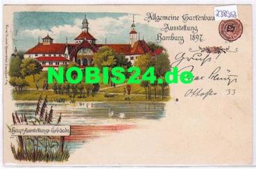 Hamburg General Garden Exhibition Chromolithograph main exhibition building o 7.8.1897