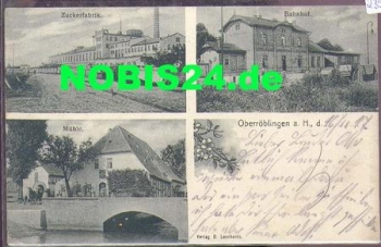 06528 Oberröblingen  Mühle Zuckerfabrik Bahnhof gebr. um 1920
