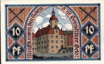 04626 Schmoelln city emergency money value 10 Pfg town hall 1921