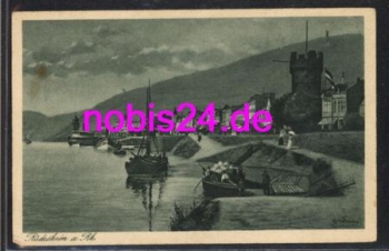 65385 Ruedesheim Schiffe am Ufer *ca.1920