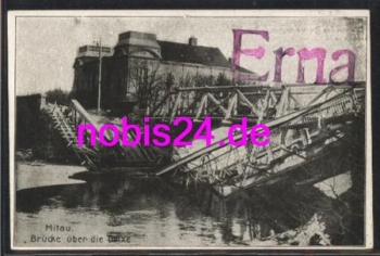 Mitau river Drixe Destroyed bridge *ca.1930