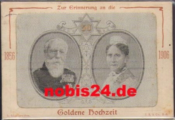 Baden Grand Duke Friedrich and Grand Duchess Luise Golden Wedding silk card * 1906