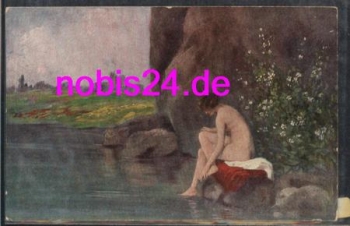 Woman bathing artist card Andersen * around 1920