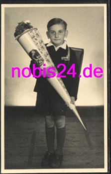 First school year greeting card Zuckertüte *ca.1950