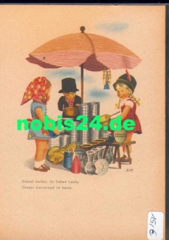 Ausverkauf Käthe Kruse Puppen Künstlerkarte  A. Wagner *ca. 1940