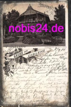 Coblenz Litho neue Anlage o 8.9.1900 mit Bahnpoststempel Metz Coblenz Zug 452