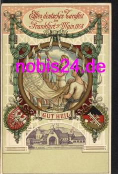 Frankfurt Main XI. Deutsches Turnfest Privatganzsache 1908 ​​​​​​​Offizielle Festpostkarte nr.1