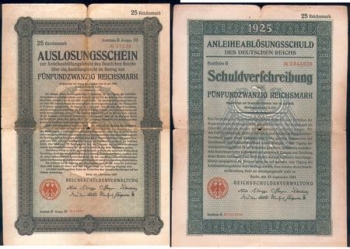 25 Reichsmark bond of the German Reich 1925