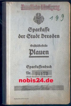 Dresden Sparkasse Plauen savings book from 1931