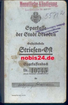 Dresden Sparkasse Striesen Ost savings book from 1932