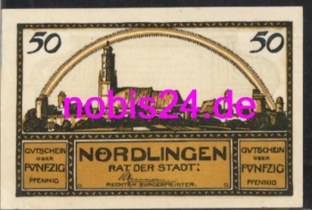 86720 Noerdlingen emergency money 50 pfennigs around 1921
