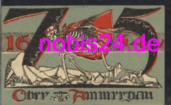 82487 Oberammergau emergency money 75 pfennigs around 1920