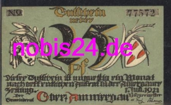 82487 Oberammergau emergency money 25 pfennigs around 1921