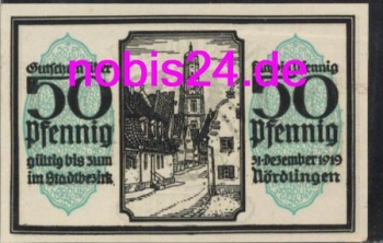 86720 Noerdlingen emergency money 50 pfennigs around 1921