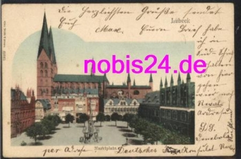 Lubeck Marktplatz mit Kirche o 17 2.1906
