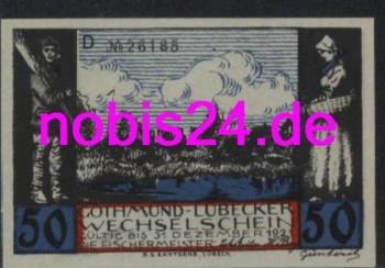 Luebeck emergency money Fischer nets 50 pfennigs around 1920