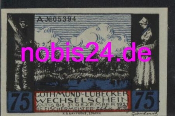 Luebeck emergency money Trinkel box 75 pfennigs around 1920
