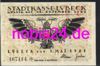 Lubeck emergency money eagle 50 pfennigs around 1920