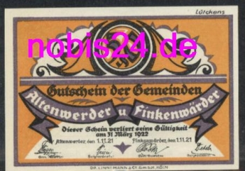 21129 Altenwerder Frosch emergency money 50 pfennigs around 1920