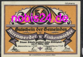 21129 Altenwerder Cow emergency money 50 pfennigs 1921